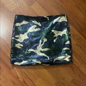 Glamorous Camouflage Sequin Mini Skirt